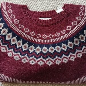 Elegant Burgundy and Navy Patterned Sweater